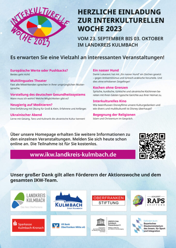 Plakat zur Interkulturellen Woche im Landkreis Kulmbach 2023